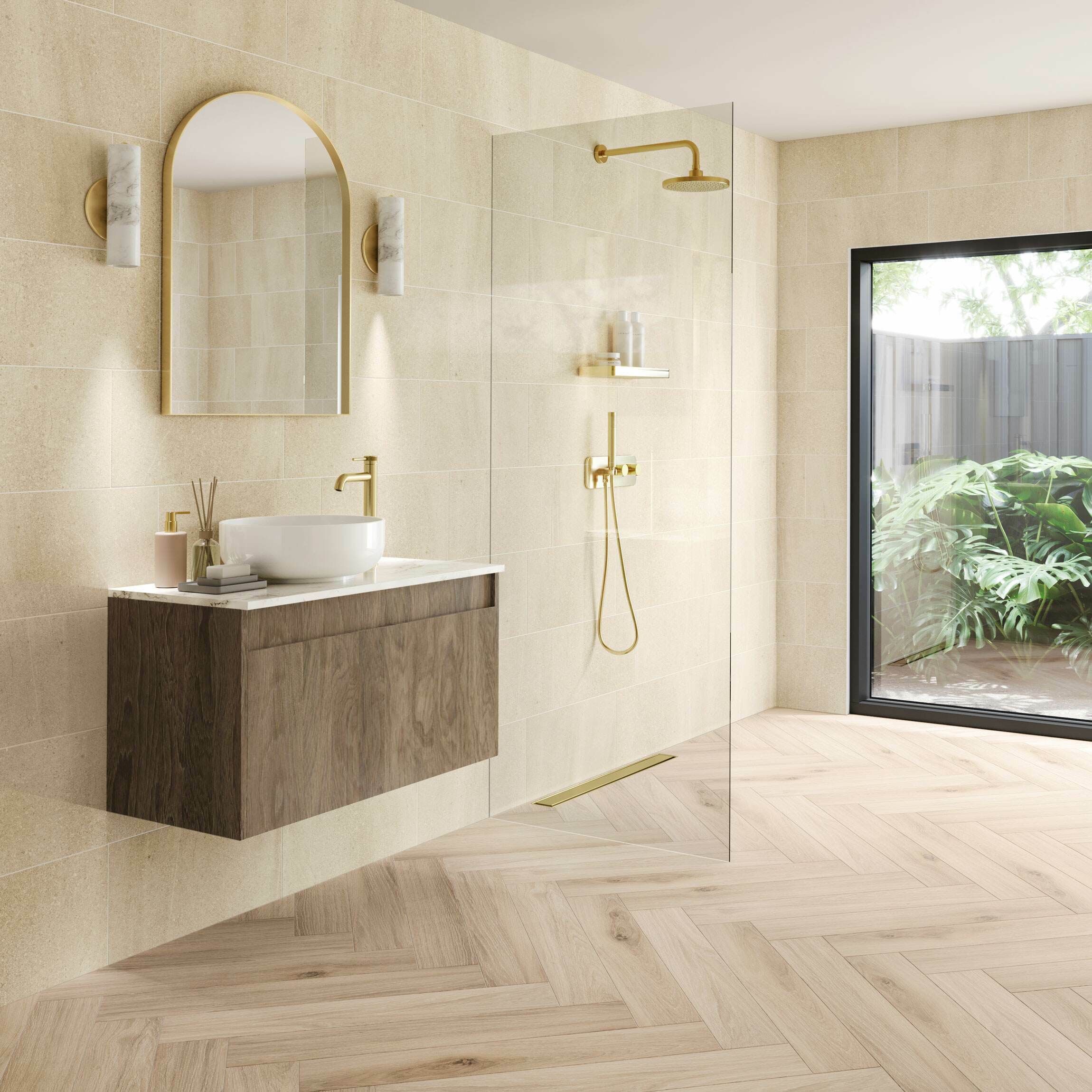 herringbone tile bathrooms