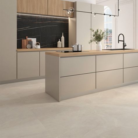 beige tiles minimalist kitchen