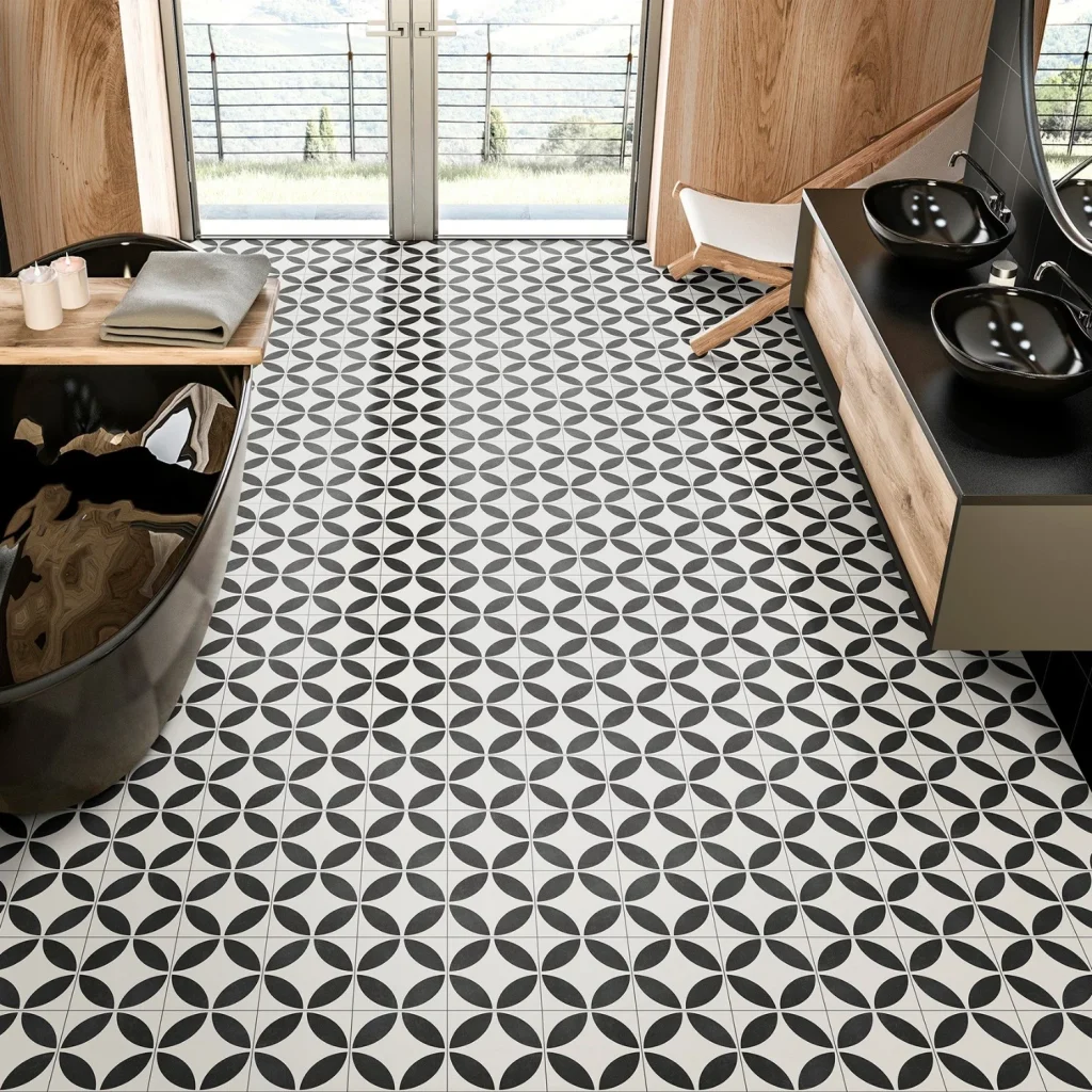 black and white tiles