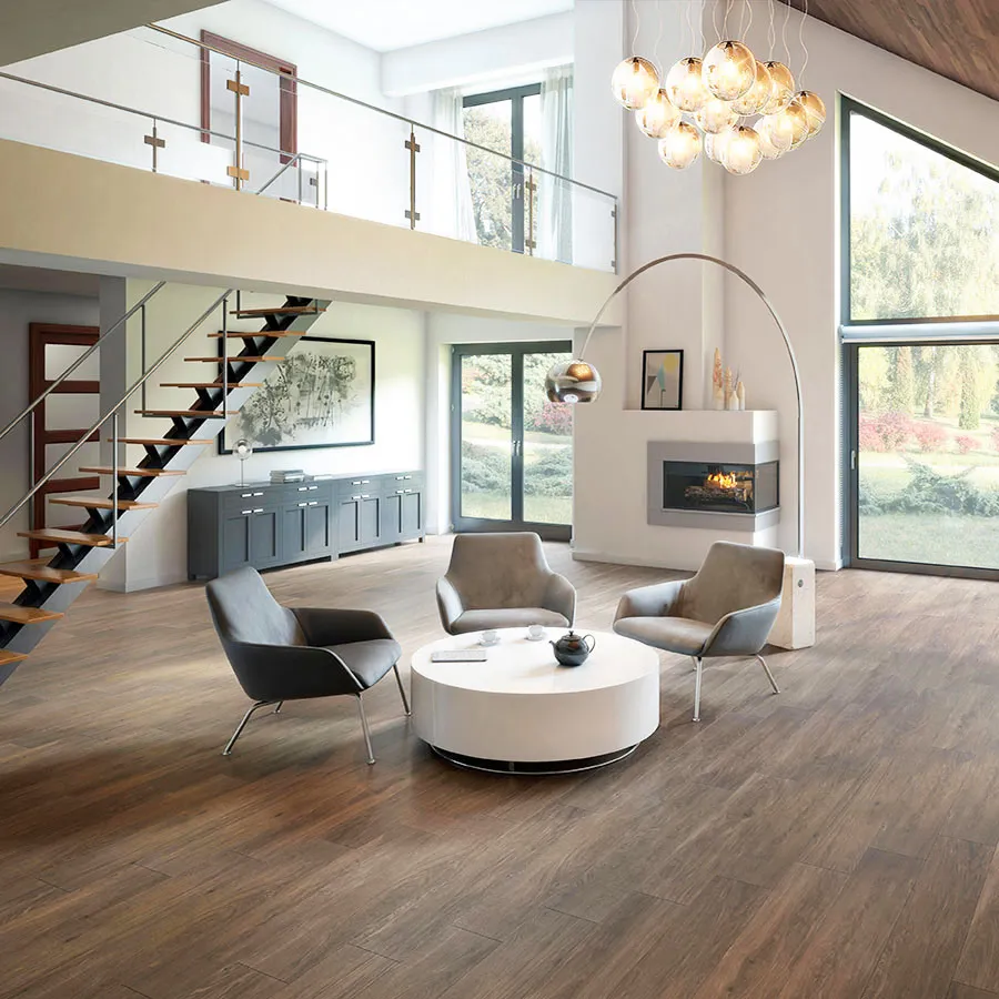 Traditional living room with wooden flooring and hearth