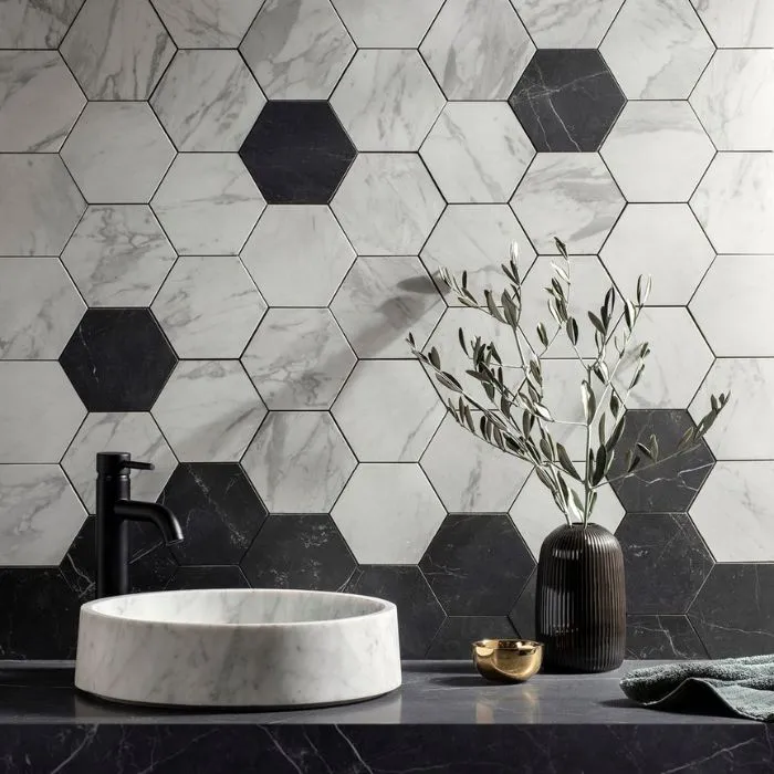 black and white tiles