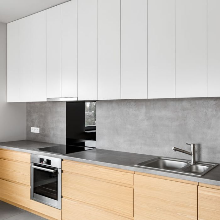 Sleek kitchen design with wooden and stainless steel elements