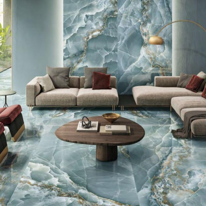 Modern interior design highlighted by stunning marble floors and sophisticated furniture