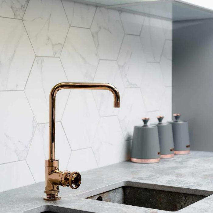 Sleek copper fixtures in a modern kitchen setting