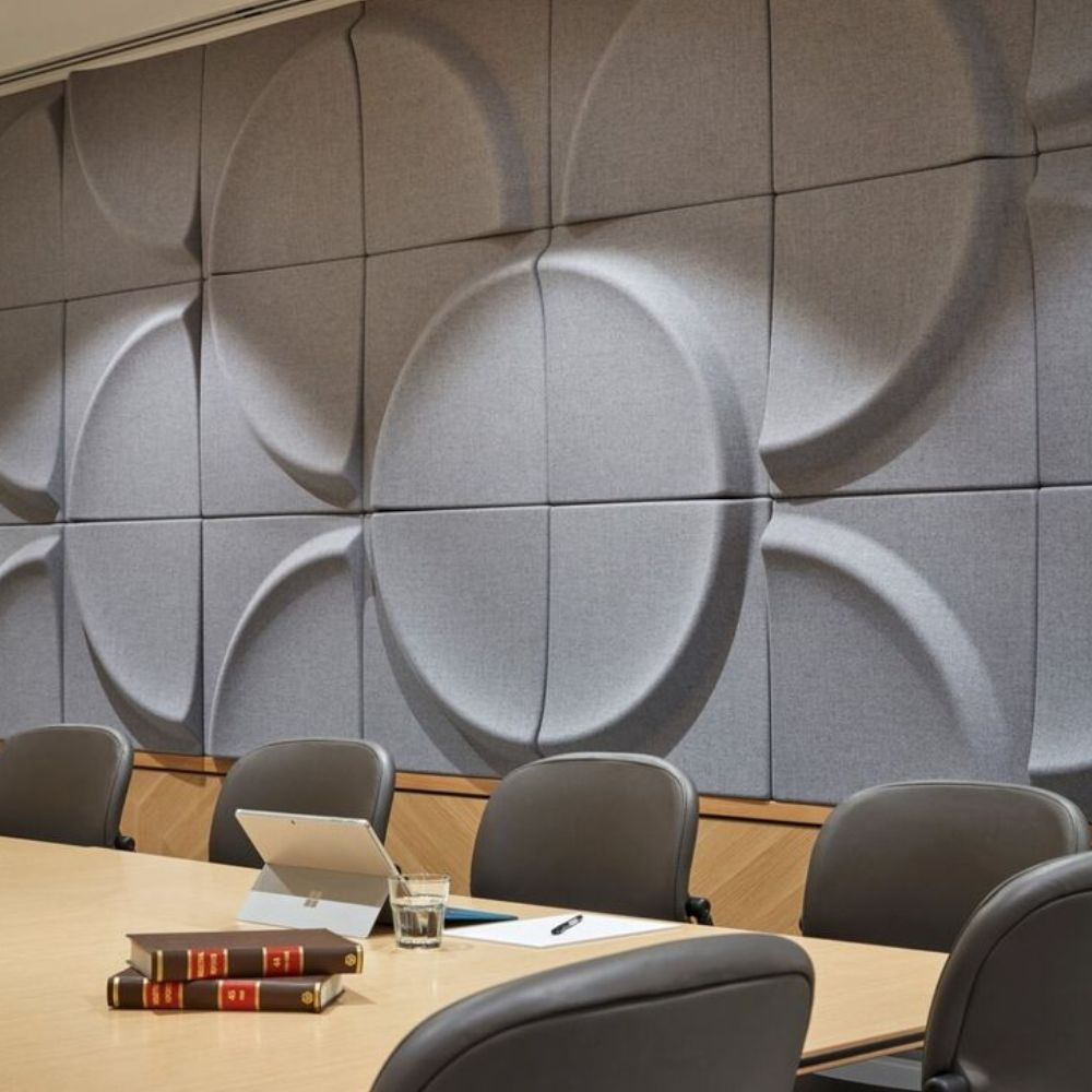 modern meeting space with sleek furniture, designed with acoustic wall panels