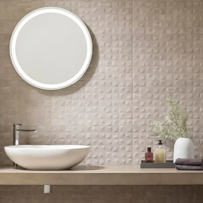 Contemporary bathroom setting with textured bathroom tile ideas