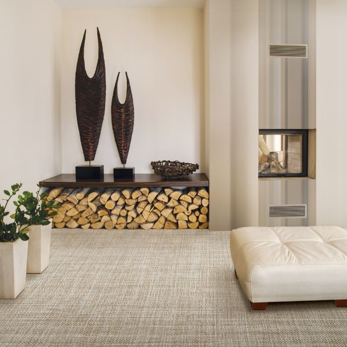 Beige textured carpet in a modern living room