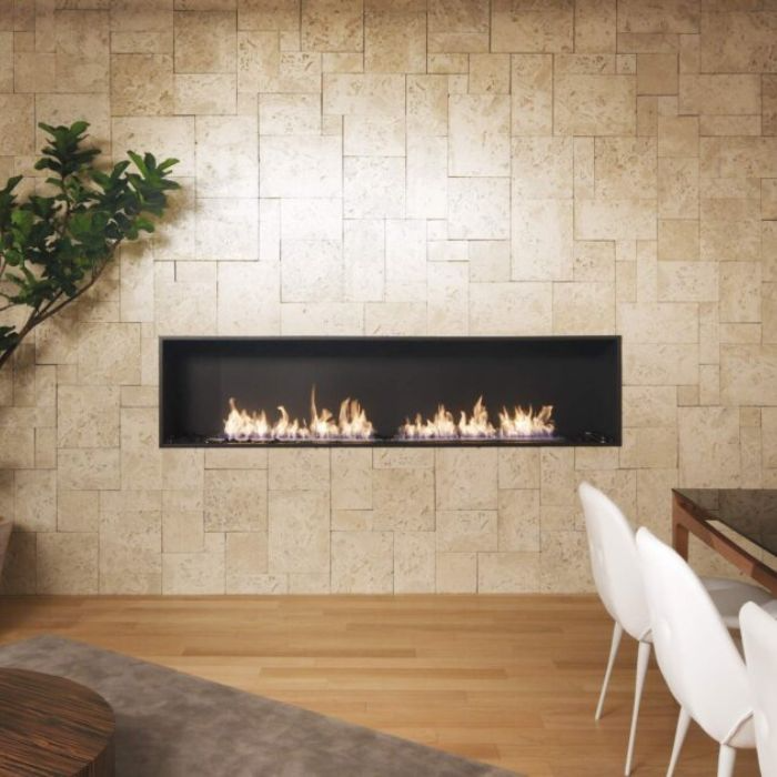 Elegant fireplace featuring intricate tiling