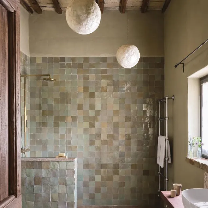 Classic bathroom design with pastel mosaic tiling