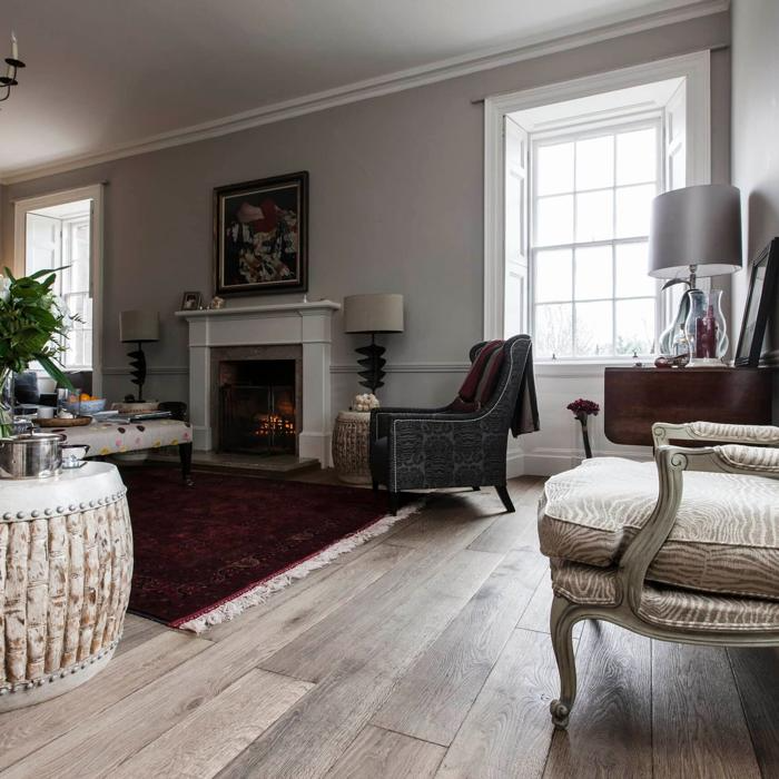 Traditional living room with light solid oak flooring