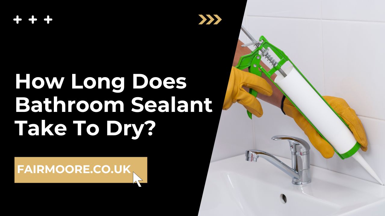 Applying bathroom sealant around sink with caulking gun.