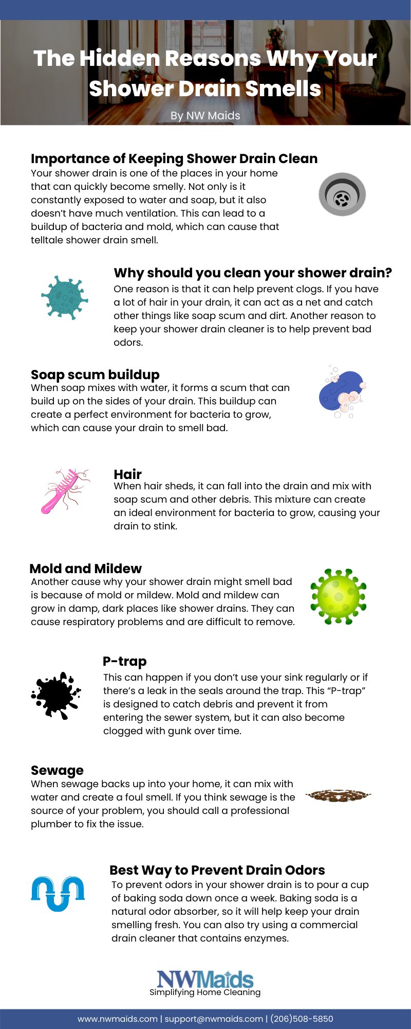 Causes and solutions for eliminating shower drain odors effectively.