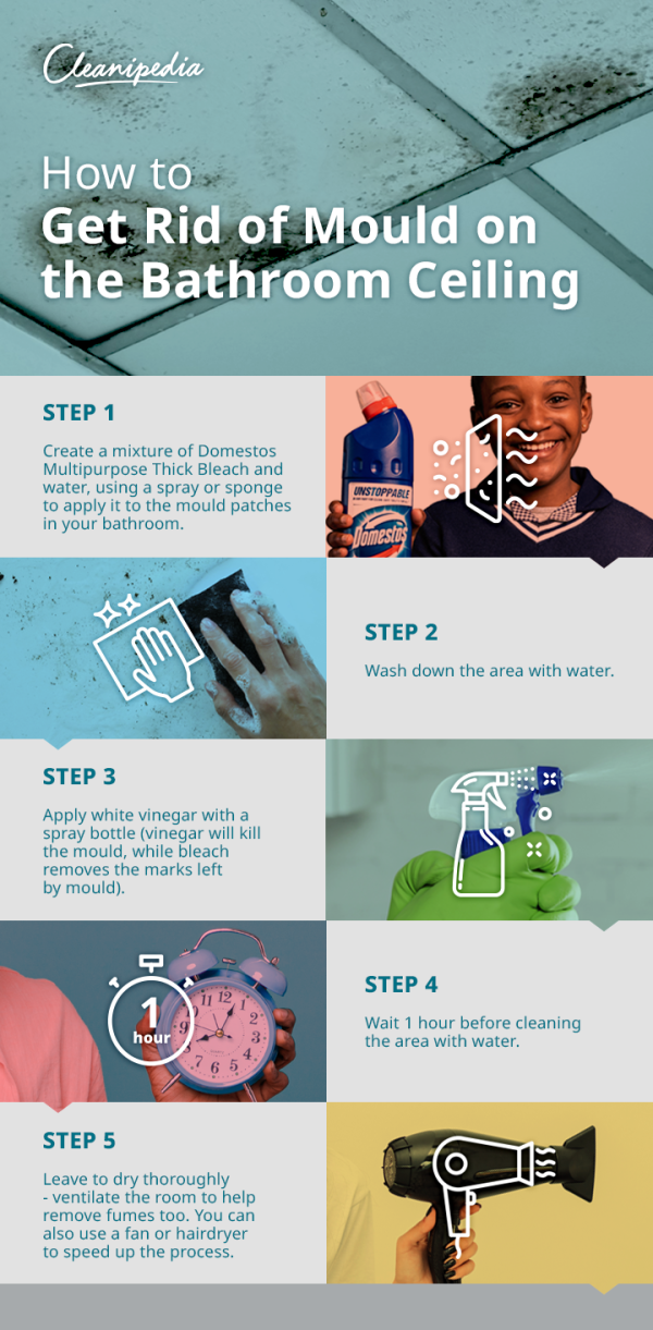 Steps to eliminate mould from bathroom ceiling effectively.