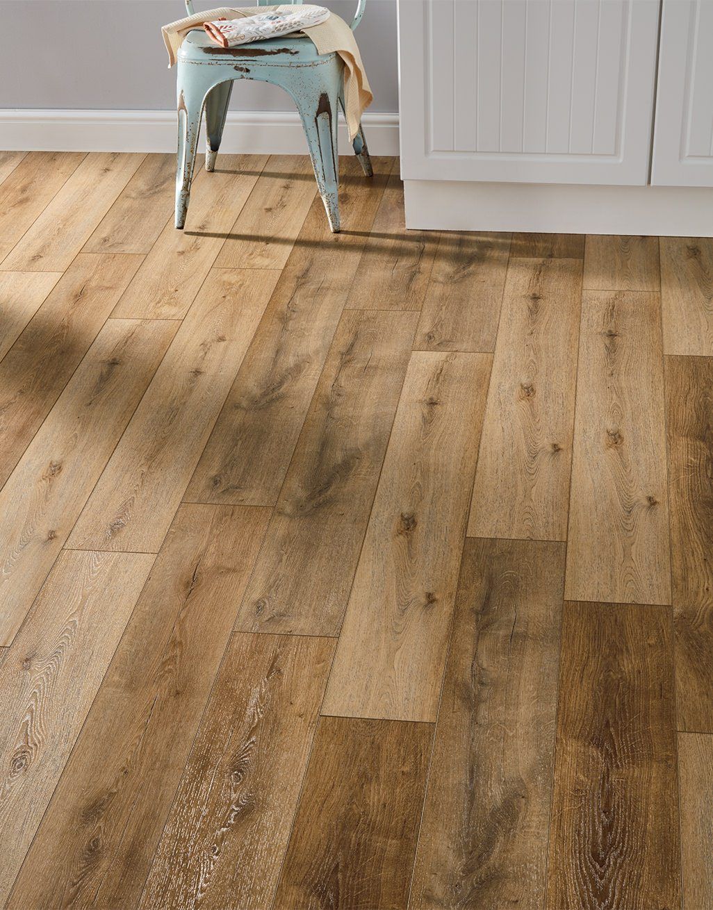 Stylish wood-look Evocore flooring in a cozy home setting.