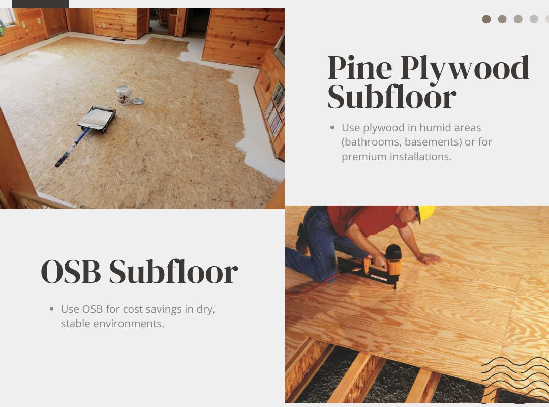 Various plywood samples for selecting ideal flooring thickness options.