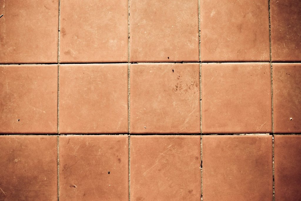 A ceramic tiled floor viewed from above