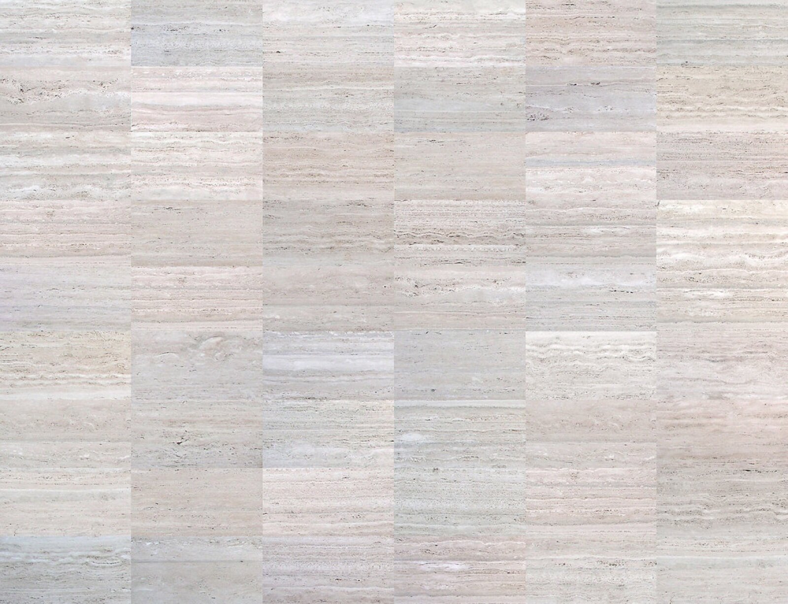 Pale travertine cladding with long horizontal striped veining across square panels